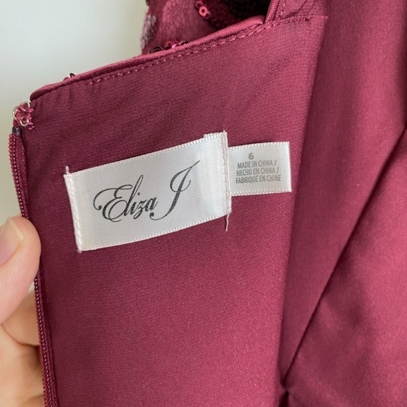 Eliza J Burgundy Sequin Gown - Picture 6 of 6